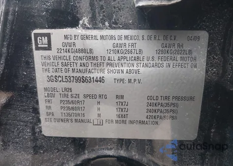 2009 Saturn Vue V6 Xr from USA, damaged, VIN 3GSCL53799S631446